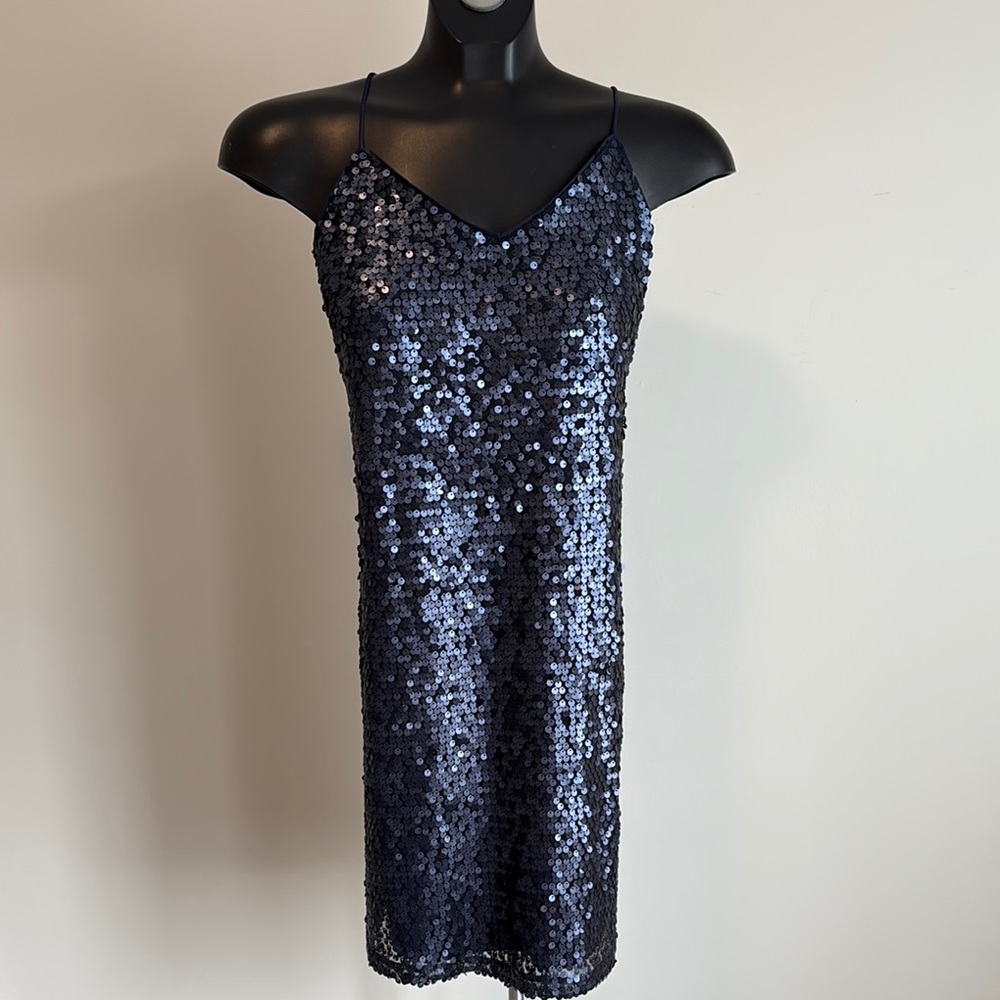 Express Navy Sequin Midi Dress